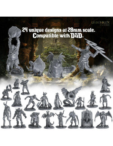 Miniaturas de Mesa Sin Pintar Underdusk - 64 Figuras D&D 28mm