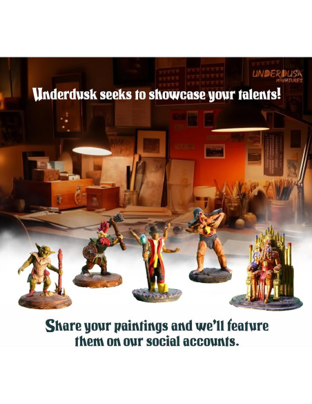 Miniaturas de Mesa Sin Pintar Underdusk - 64 Figuras D&D 28mm