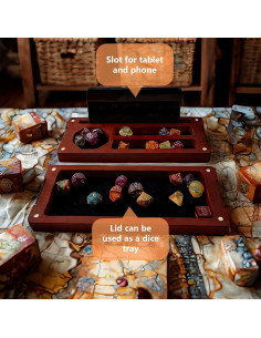 Caja de Dados de Madera Hunmor 24.1x10.2 cm con Tapa Magnética 2
