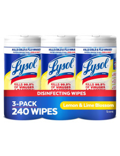 Toallitas Desinfectantes Lysol 80 Unidades Paquete de 3 Multiusos