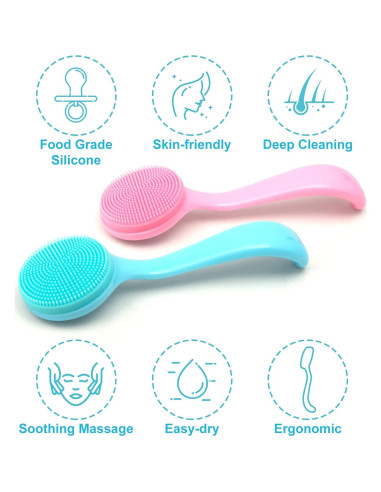 Paquete de 2 Cepillos de Limpieza Facial HINZIC - Silicona