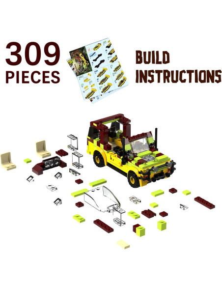 Juego de Construcción de Autos Jurassic Tenhorses 309 Pcs