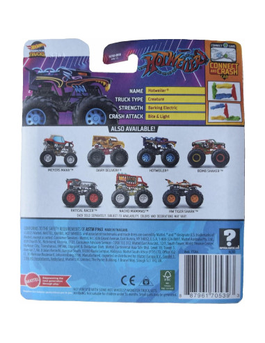 Coche de Juguete Hot Wheels Monster Truck Hotweiler 1:64