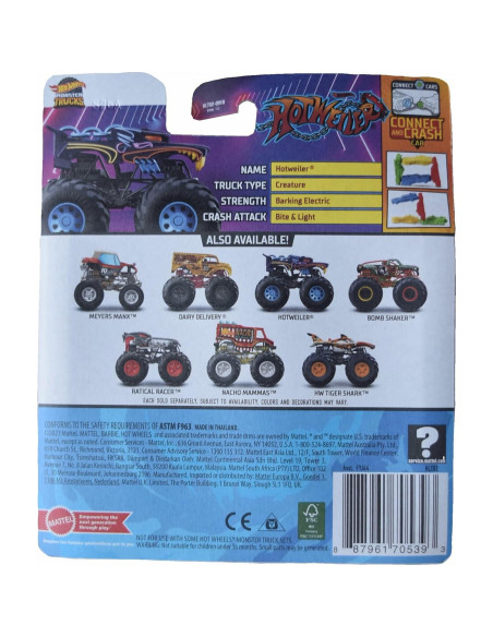 Coche de Juguete Hot Wheels Monster Truck Hotweiler 1:64