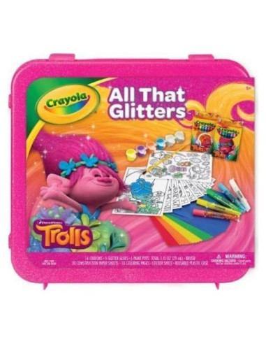 Kit de Colorear Crayola Trolls con Purpurina - 27.4x25.1cm