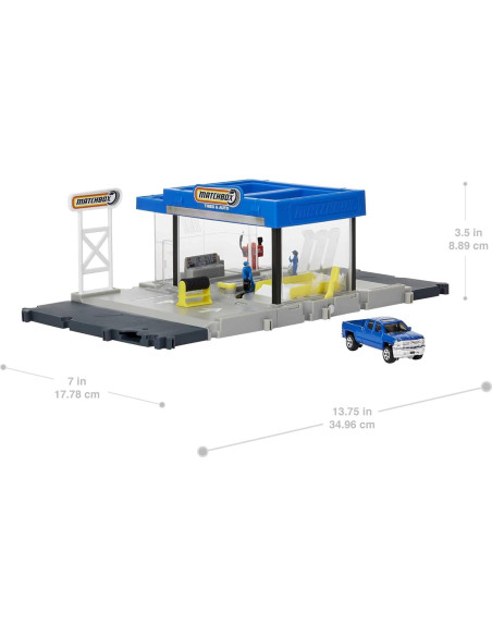 Juego de Taller de Autos Matchbox con Chevy Silverado y Figuras Juego de Taller de Autos Matchbox con Chevy Silverado y Figuras