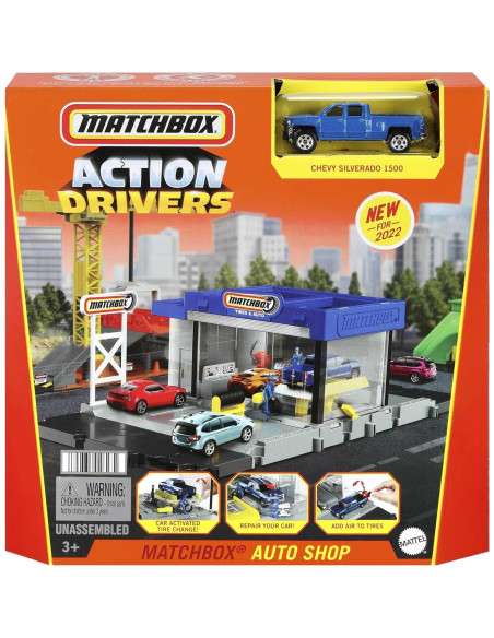 Juego de Taller de Autos Matchbox con Chevy Silverado y Figuras Juego de Taller de Autos Matchbox con Chevy Silverado y Figuras