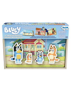 Rompecabezas de Madera Bluey Spin Master - Paquete de 4, 24 Piezas
