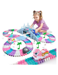Pista de Coches de Carreras 194 Piezas M SANMERSEN Rosa