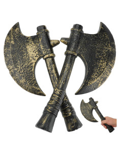 Hacha de Disfraz Vikingo Shappy - 2 Pcs Plástico Retro 38x19cm