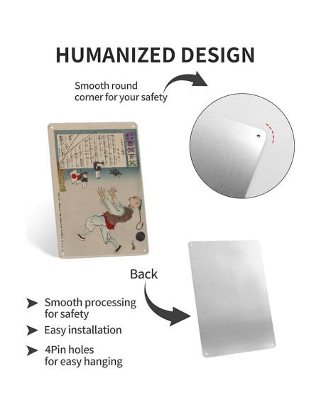 Cartel Decorativo de Metal 20x30 cm Hombre Chino Genérico