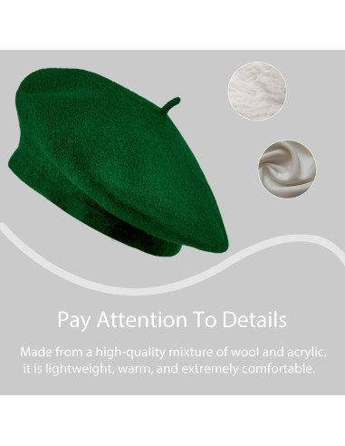 Boina Francesa para Dama Verde Oscuro - 27 cm de Diámetro
