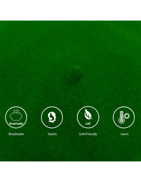 Boina Francesa para Dama Verde Oscuro - 27 cm de Diámetro