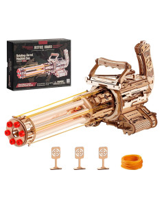 Rompecabezas 3D de Madera ROBOTIME Ametralladora Rotativa