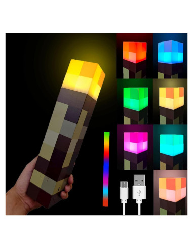 Lámpara de antorcha Gutsyluv recargable USB 7 colores