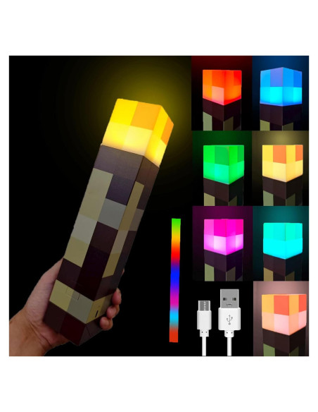 Lámpara de antorcha Gutsyluv recargable USB 7 colores