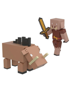 Figura de Acción Minecraft Piglin vs Hoglin Mattel 8.26 cm