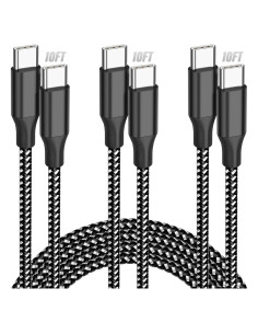 Cable USB C Bkayp 10FT Carga Rápida 60W Paquete de 3