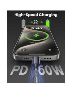 Cable USB C Bkayp 10FT Carga Rápida 60W Paquete de 3 2