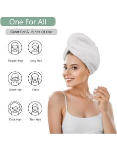 Toalla de Secado de Cabello Microfibra Dolwis - 2 Piezas 25.4x68.6cm 2