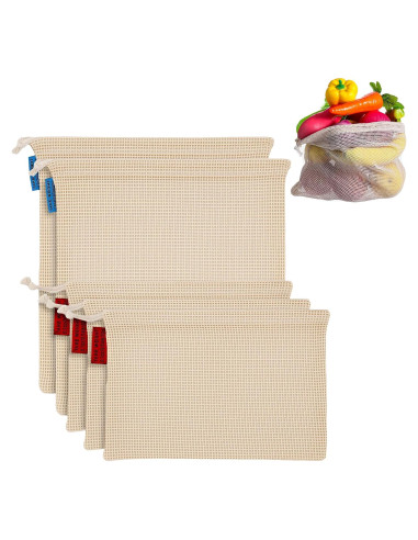 Paquete de 5 Bolsas Reutilizables de Malla Zyghjort - Ecológicas