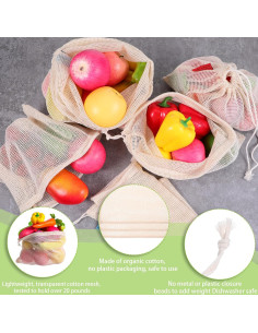 Paquete de 5 Bolsas Reutilizables de Malla Zyghjort - Ecológicas 2