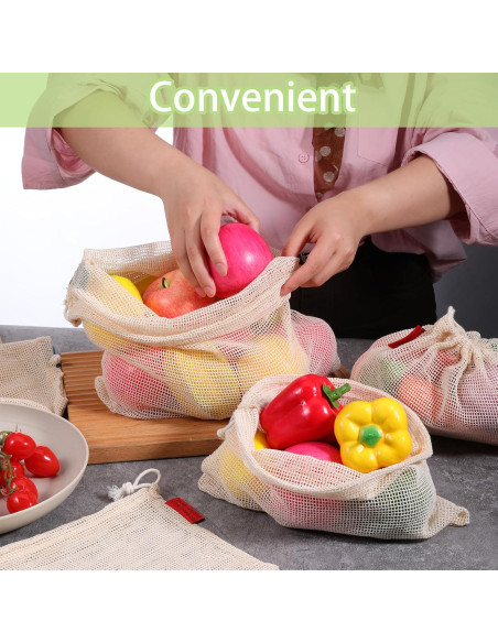 Paquete de 5 Bolsas Reutilizables de Malla Zyghjort - Ecológicas