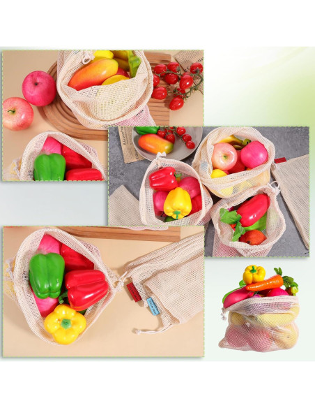 Paquete de 5 Bolsas Reutilizables de Malla Zyghjort - Ecológicas