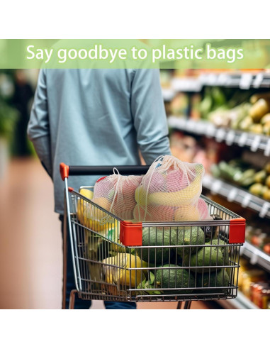 Paquete de 5 Bolsas Reutilizables de Malla Zyghjort - Ecológicas