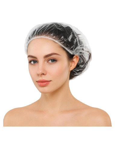 100 Gorras de Ducha Desechables AYST - Plástico Impermeable Grande