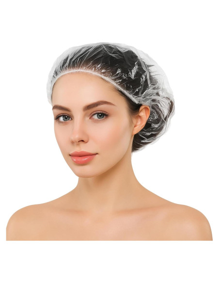 100 Gorras de Ducha Desechables AYST - Plástico Impermeable Grande