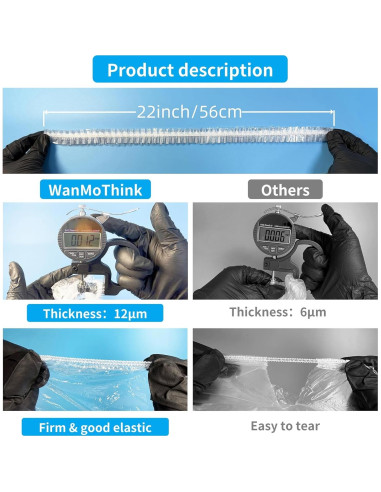 100 Gorras de Ducha Desechables AYST - Plástico Impermeable Grande