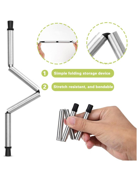 Popote Plegable Reutilizable AACGIN con Caja de Almacenamiento Negro