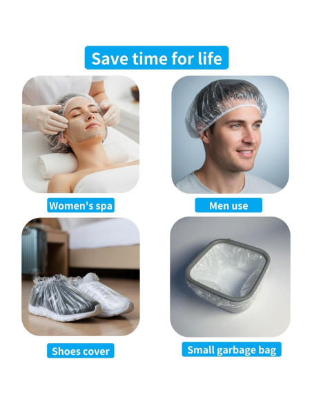 100 Gorras de Ducha Desechables AYST - Plástico Impermeable Grande