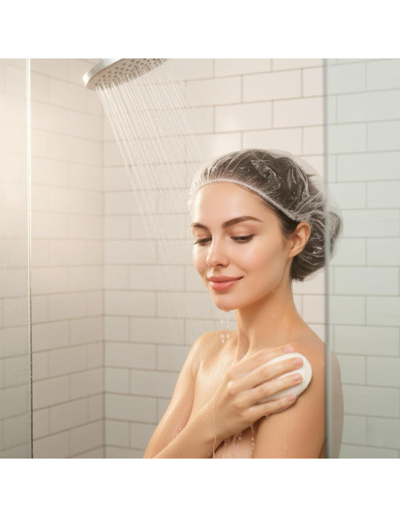 100 Gorras de Ducha Desechables AYST - Plástico Impermeable Grande