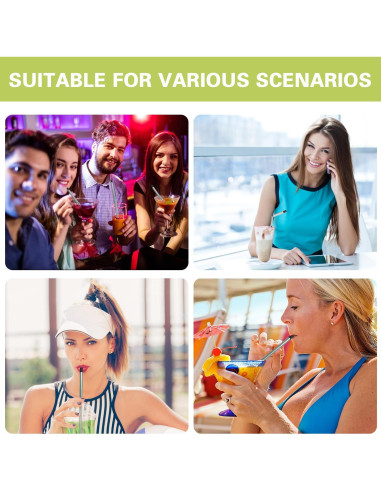 Popote Plegable Reutilizable AACGIN con Caja de Almacenamiento Negro