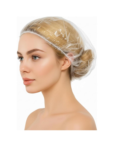 100 Gorras de Ducha Desechables AYST - Plástico Impermeable Grande