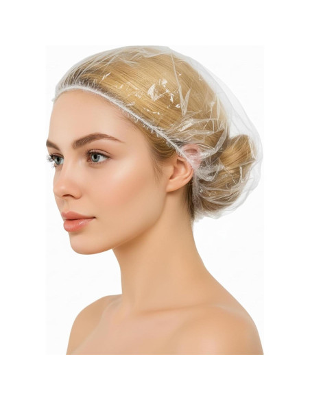 100 Gorras de Ducha Desechables AYST - Plástico Impermeable Grande