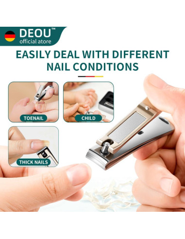 Set de Cortauñas Profesional DEOU 3 en 1 Acero Inoxidable