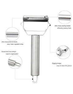 Pelador de Verduras Doble Cara Genérico Acero Inoxidable 17.78cm 2