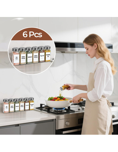 Frascos de Especias ComSaf 118ml 6PCS con Tapas Ajustables