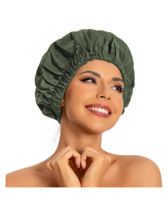 Gorro de Ducha Reutilizable Edoneery Verde Impermeable 28cm