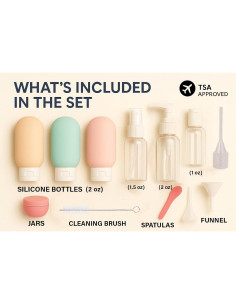 Juego de 16 Botellas de Viaje Aprobadas por TSA - Silicona a Prueba de Fugas 2
