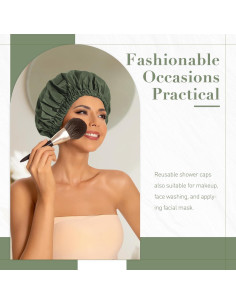 Gorro de Ducha Reutilizable Edoneery Verde Impermeable 28cm 2