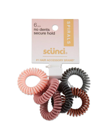 Tiras de Cabello Espiral Scunci Basics - 6 Piezas, Sin Marcas, Mate