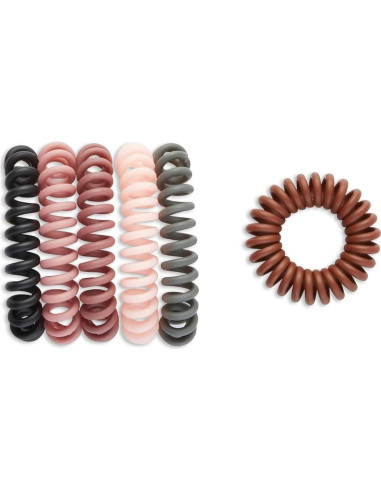 Tiras de Cabello Espiral Scunci Basics - 6 Piezas, Sin Marcas, Mate