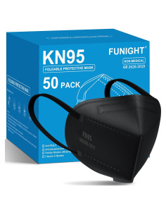 Mascarillas Faciales Funight KN95 50 Paquete 5 Capas Negras