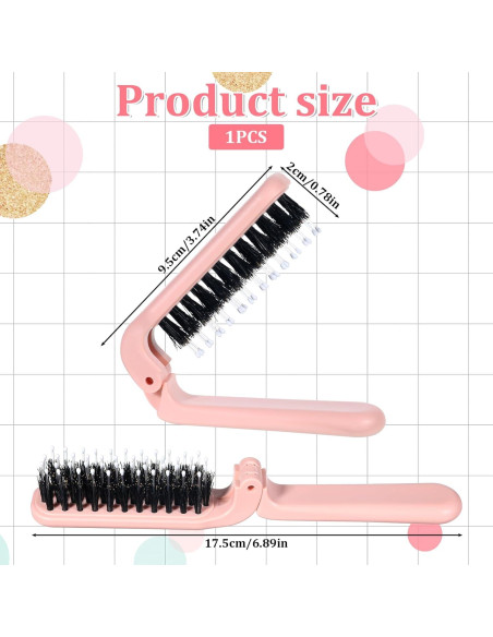 Cepillo de Pelo Plegable Zyghjort Rosa 17.5 cm Cerda de Jabalí