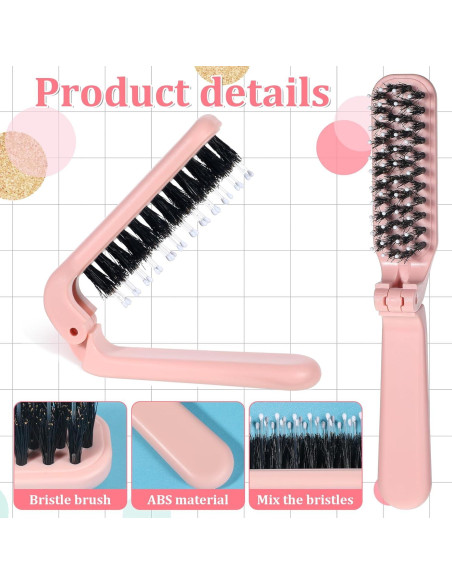 Cepillo de Pelo Plegable Zyghjort Rosa 17.5 cm Cerda de Jabalí