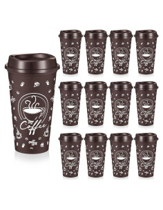 12 Tazas de Café Reutilizables Skybooly 16 oz Marrón